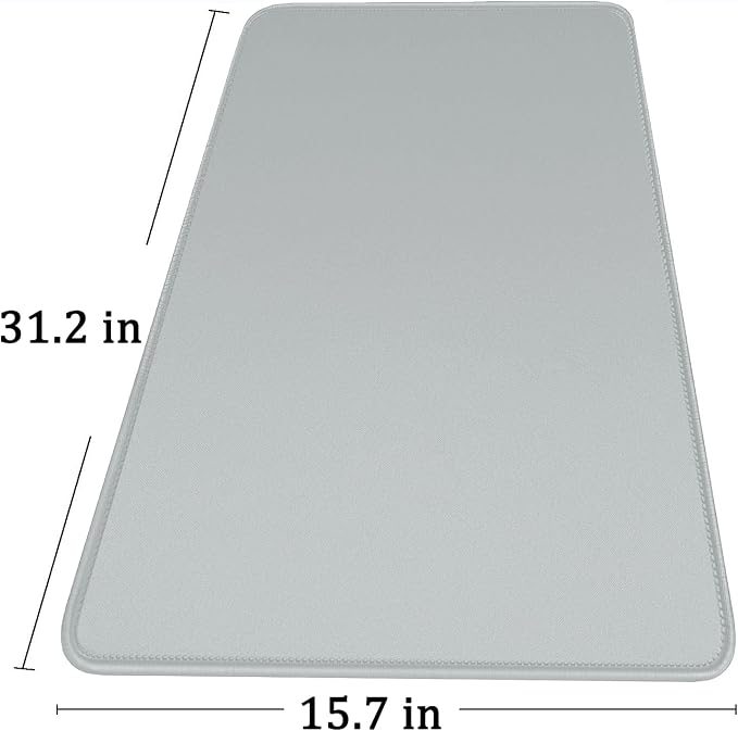 Large Gaming Mouse Pad with Stitched Edges, Durable Non-Slip Natural Rubber Base, Waterproof Computer Keyboard Pad Mat for Esports Pros/Gamer/Desktop/Office/Home - Grey - Image 6