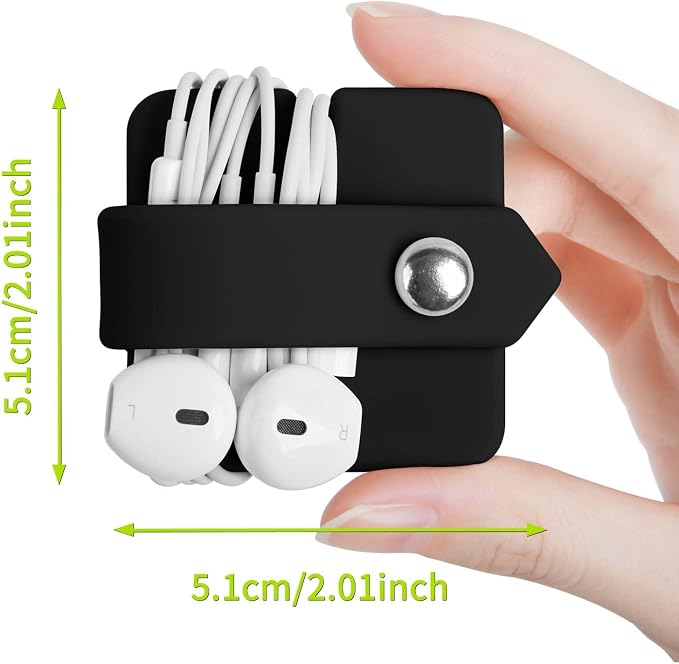 Cord Organizer Earbuds Holder Earphone Wrap Earphones Organizer Headset Headphone Earphone Wrap Winder Cord Manager Cable Winder Set of 3(Black) - Image 2