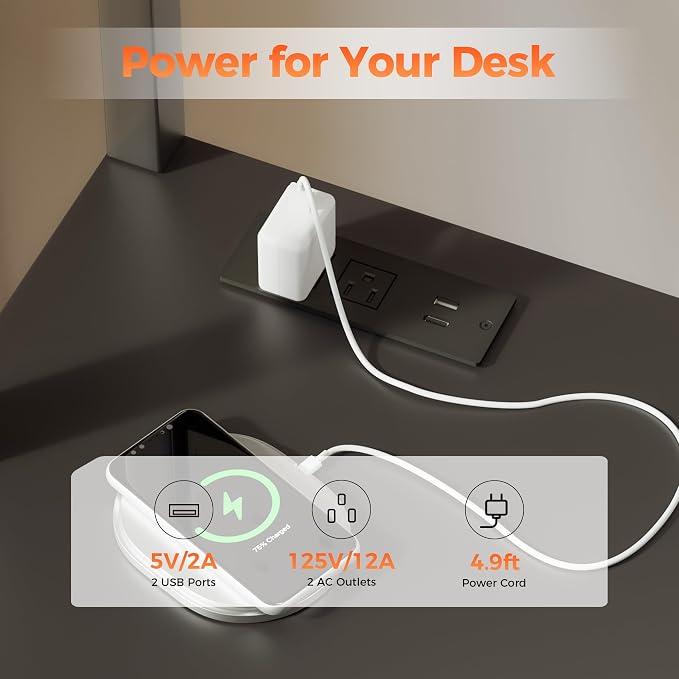 Mericonia 51 in L Shaped Desk with Pegboard, Reversible Corner Gaming Desk | Large Computer Desk with Hutch, Power Outlets, LED Light & Storage Bag, Office Table for Home Bedroom Study Work Writing - Image 6