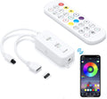 RGB LED Strip Light Controller, with APP, Music Sync and IR Remote, with Unlimited Colors and Pin Modify Feature Compatible with 5V-24V All 4-pin 10mm RGB LED Strip via Bluetooth Connection by Sunity