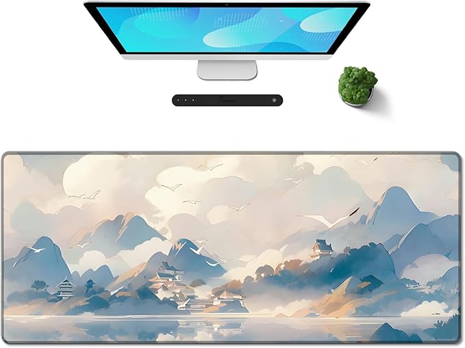 Galdas Gaming Mouse Pad XXL XL Large Long Extended Big Mousepad Non-Slip Rubber Keyboard Mouse Pad with Stitched Edges for Laptop Home Office (31.5x11.8x0.08 Inch) -Cloud Scenery by Galdas