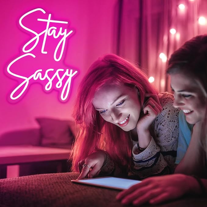 Stay Sassy Neon Sign for Wall Decor, Beautiful Pink Sassy Neon Light Led Sign for Home Wedding Birthday Party Girls Bedroom Decoration, Shopping Mall Dressing Table Wall Decor - Image 7