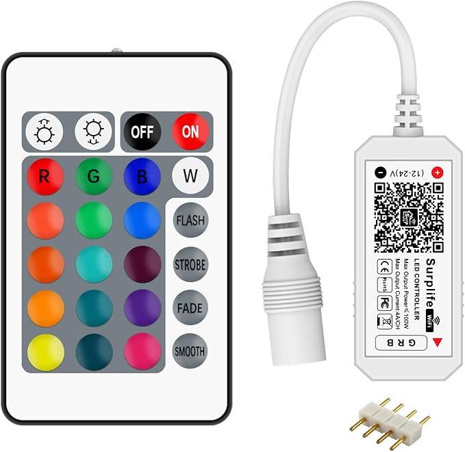 Smart WiFi RGB LED Light Strip Remote Controller, 24 Key RF Wireless Remote by Taoellen