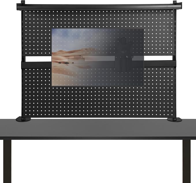 Steel Stand Pegboard with Monitor Stands Computer Accessories Clamp On Desk Organizer Shelf 51 X 34 Inch for Office Gaming Desk Workbench - Image 4