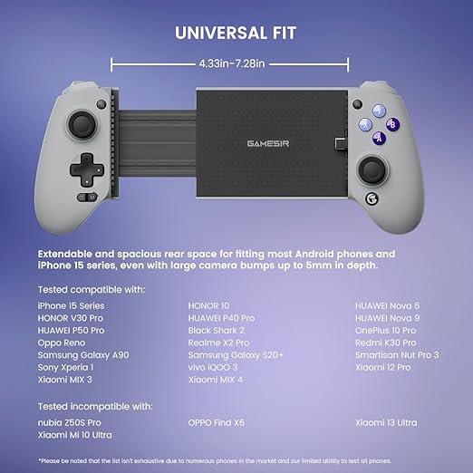 GameSir G8 Galileo Type-C Mobile Gaming Controller for Android & iPhone 15 Series (USB-C), Plug and Play Gamepad with Hall Effect Joysticks/Hall Trigger, 3.5mm Audio Jack - Image 3