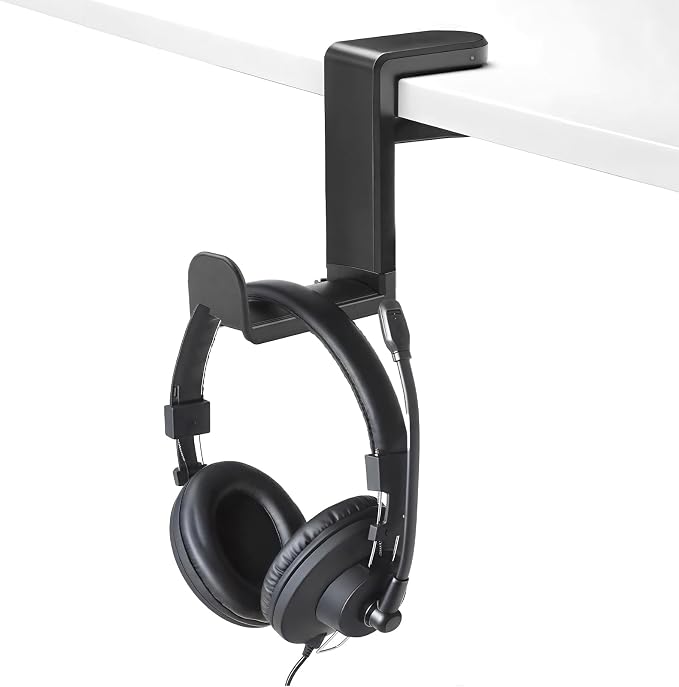 Rotating Headphone Stand, No-Drill 360° Rotating PC Gaming Headset & Controller Holder, Under Desk Hanger with 360 Degree Swivel & Cable Clip Organizer by Unknown