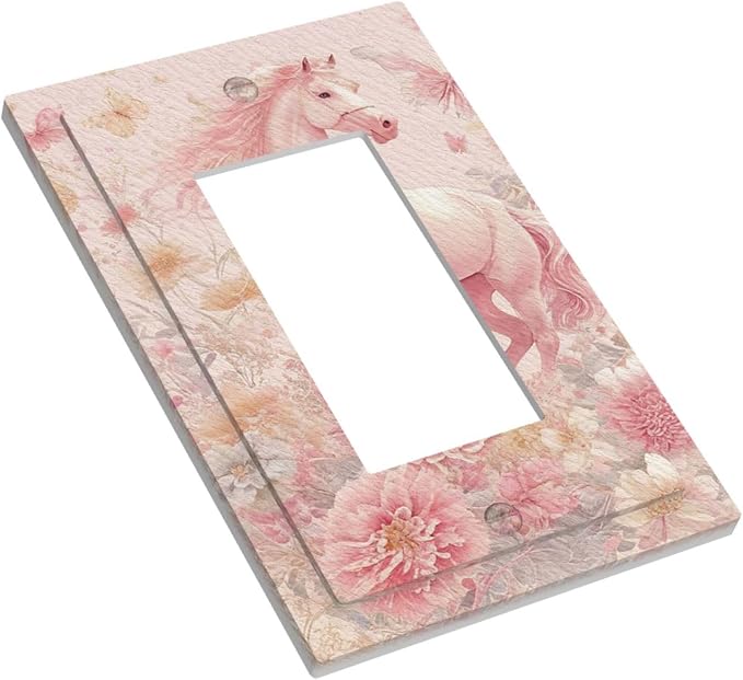 Decorative Outlet Covers Fantastical Pink Horse and Flowers 1 Gang Rocker Light Switch Covers Single Gfci Wall Plate Electrical Receptacle Switchplate Plug Faceplate for Bedroom Decor - Image 3