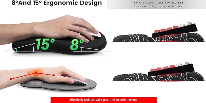 Keyboard Wrist Rest -Ergonomic Keyboard Stand with Wrist Rest- with Carpal Tunnel Pain Relief Massage Bumps and Full Memory Gel Design - Ideal Frequent Computer (Line) - Image 4