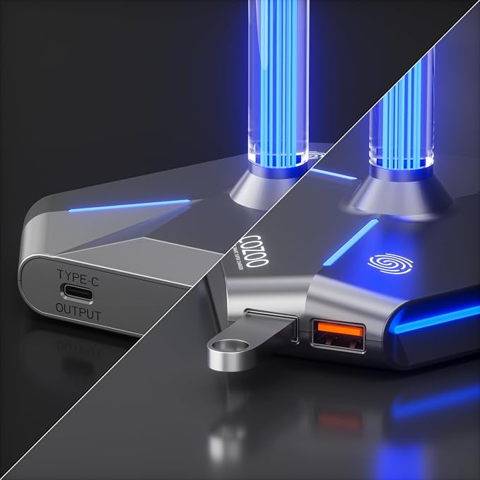 cozoo Desk headset stand Touch RGB Light Stand 4 Color Modes 2 USB Grey | Headphone Stand for Desk with 4 Fixed Colors & RGB Cycle Lighting,Built-in 2 USB2.0 Charging Ports, for Most Gaming Headsets - Image 6