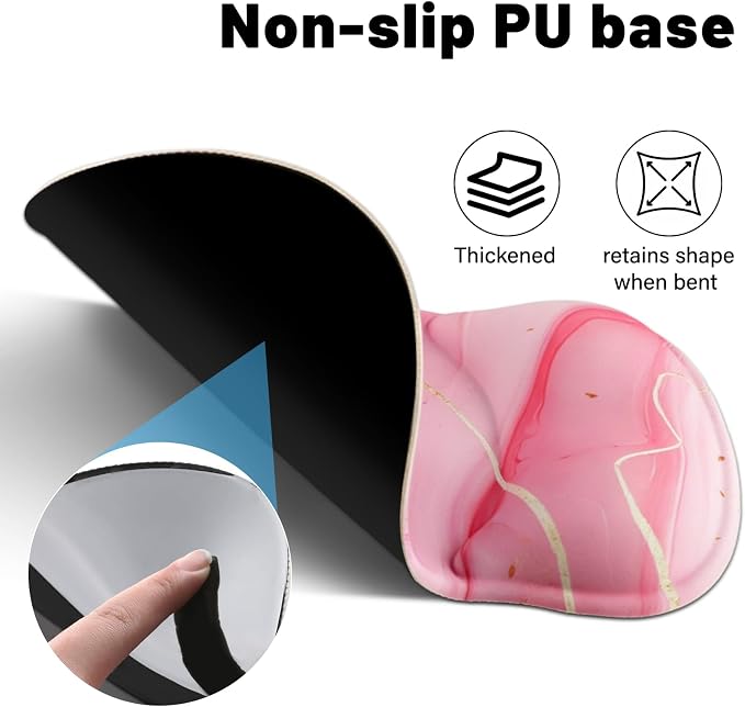 Ergonomic Mouse Pad with Wrist Rest - Gel Wrist Support Mousepad with Non-Slip PU Base for Computer, Laptop, Office & Home - Image 3
