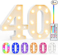 Pooqla 40th Birthday Decorations for Her Him, 35 Colors LED Light Up Numbers with Remote, Multicolor Marquee Numbers 40 Sign for Party Wedding Anniversary Decor 40th Birthday Gift, Number 40 by Pooqla