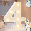 Pooqla LED Light Up Numbers, Marquee Number with Remote for 4th Birthday Decoration, Lighted Numbers Gift for Boys Girls Party Backdrop Wedding Anniversary Decor, Warm White and Cool White Number 4 by Pooqla