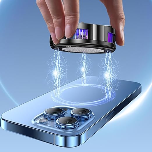 Protable Mobile Phone Cooler, Three-Speed Magnetic Cellphone Radiator with Temperature Display&Light, Rechargeable Phone Cooling Fan with Semi-Conductor Cooling Chip for Mobile Gaming Live Streaming - Image 4