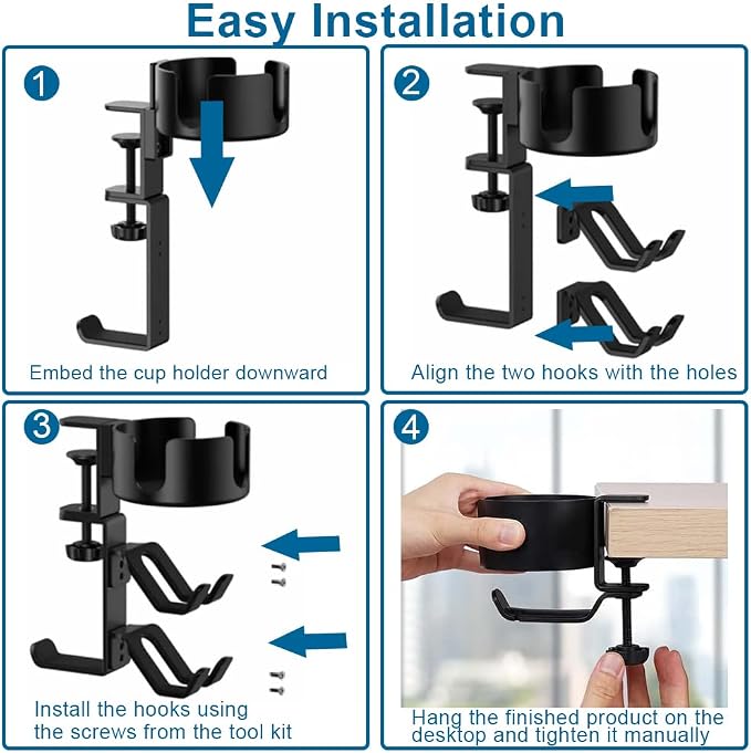 Under Desk Controller Holder Clamp Headphone Cup Organizer - Image 4