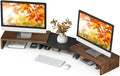 TAVR Dual Monitor Stand Riser, Wooden Computer Monitor Stand for 2 Monitors | Extra Long Multifunctional Desktop Organizer Riser for TV, PC Monitor, Laptop, Printer, Max 43.3" Length, Rustic Brown by TAVRFurniture