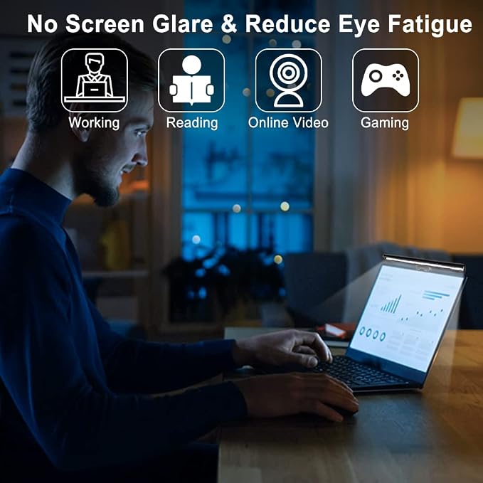 skybess Monitor Lamp Bar for Laptop, USB e-Reading LED Monitor Light Screenbar Task Light for Office/Home, Adjustable Brightness/Color Temperature, No Screen Glare for Eye Protection, Save Space - Image 2