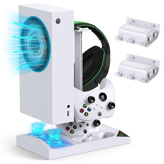 MENEEA Charger Stand Cooling Fan for Xbox Series S Console&Controller,White by MENEEA