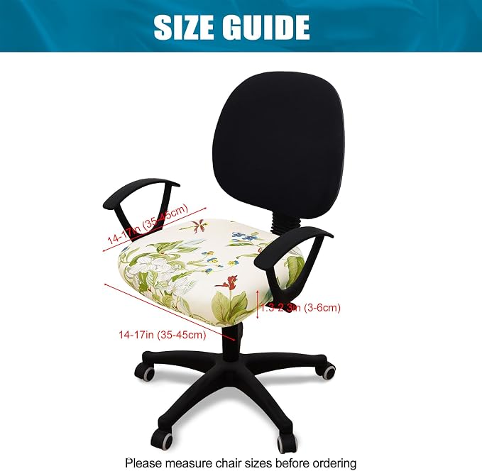 Smiry Stretch Printed Office Computer Desk Chair Seat Covers | Stretch Fit, Soft Fabric Universal Rotating Chair Cover, Washable Removable, Anti-Dust Seat Cushion Protector - Image 4