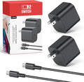 (2 Pack) Switch 2 Charger with 5FT/10FT USB-C Cables, 60W PD3.0 Fast Charger for Nintendo Switch 2/1/OLED/Lite/Steam Deck, 4K TV Dock Ready AC Adapter, Works with USB-C Devices – Compact & Durable by MENEEA
