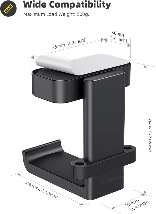 Lamicall Headphone Stand Adhesive Rotatable Headset Earphone Hanger Hook | 360° Rotation Earphone Holder, Cable Organizer Headphone Stand, for All Headset Gaming HyperX, Razer, Sony, Senn heiser - Image 5