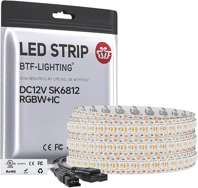 BTF-LIGHTING RGB+Warm White SK6812 LED Strip 3.28FT 144LED IP30 DC12V by BTF-LIGHTING