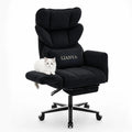 Big and Tall Office Chair, Reclining Executive Desk Chair, Cross Legged Ergonomic High Back Computer Gaming Chair with Flip Armrests Lumbar Support Footrest, Black Vanity Chair by LIANVA