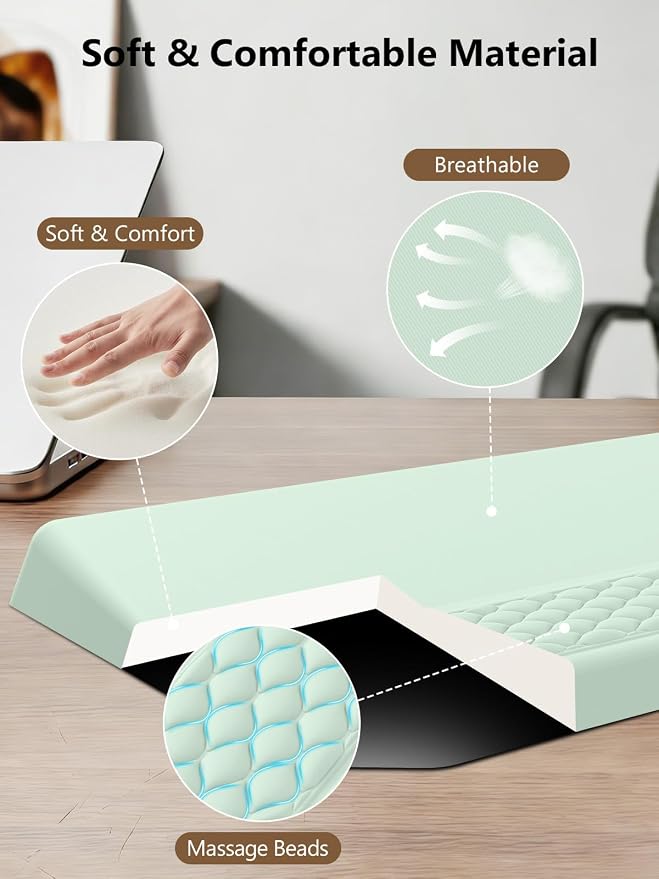 2-in-1 Ergonomic Keyboard Stand with Wrist Rest, Light Green - Image 6