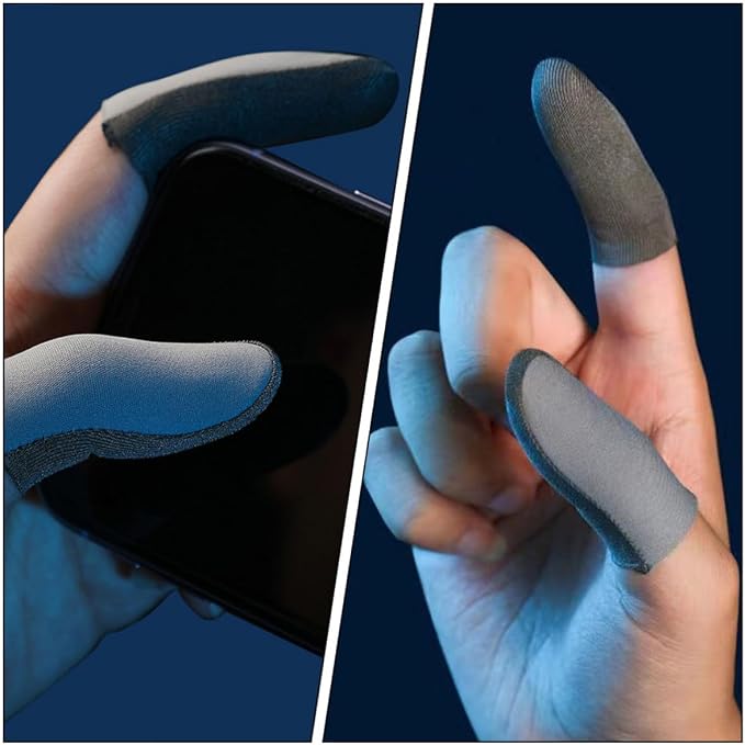 jojofuny 2 Pairs Breathable Silver Fiber Gaming Finger Sleeve with Anti-Sweat and Portable Features, Finger Covers for Gaming, for Playing Games, Set - Image 5