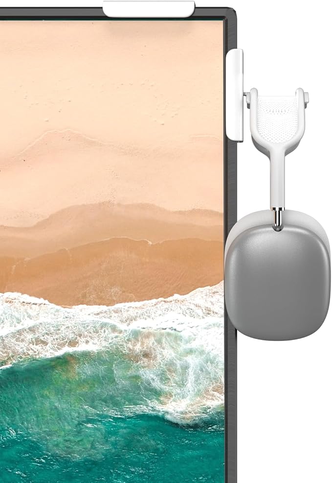 Headphone Holder for Screen (White) by Unknown