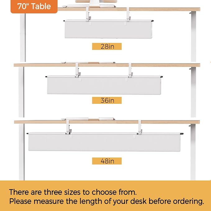 Under Desk Cable Management Tray, 36" Fabric Wire Cord Organizer, White - Image 6