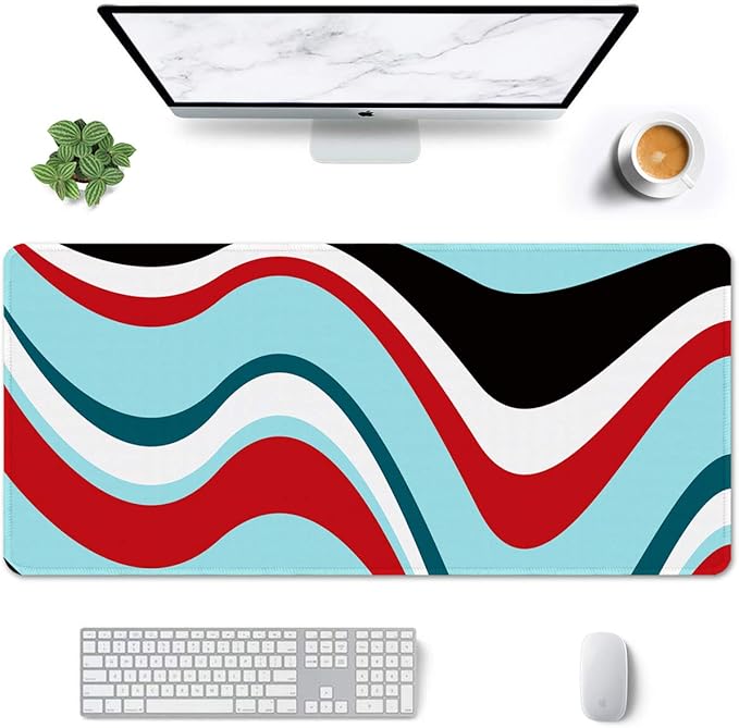 Auhoahsil Large Mouse Pad, Full Desk XXL Extended Gaming Mouse Pad 35" X 15", Waterproof Desk Mat w/Stitched Edge, Non-Slip Laptop Computer Keyboard Mousepad for Office & Home, Colorful Marble Design by Auhoahsil