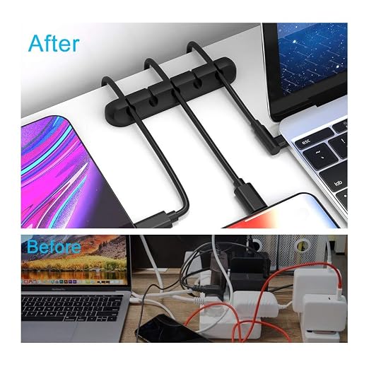 INCHOR Cord Organizer for Desk, Cable Organizer Cable Clips Holder Black - Image 2