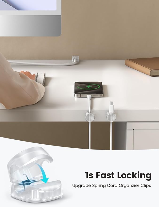 Lamicall 6 Pack Cord Organizer, Office Desk Accessories, Clear Cable Clips - Image 3