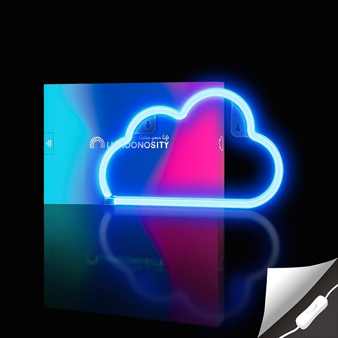 Lumoonosity Cloud Neon Sign, USB Powered Blue Cloud Neon Light with On/Off Switch, Cloud Led Sign for Wall Decor, Aesthetic Hanging Neon Signs, Neon Lights for Bedroom, Living Room, Gaming Room Setup - Image 3
