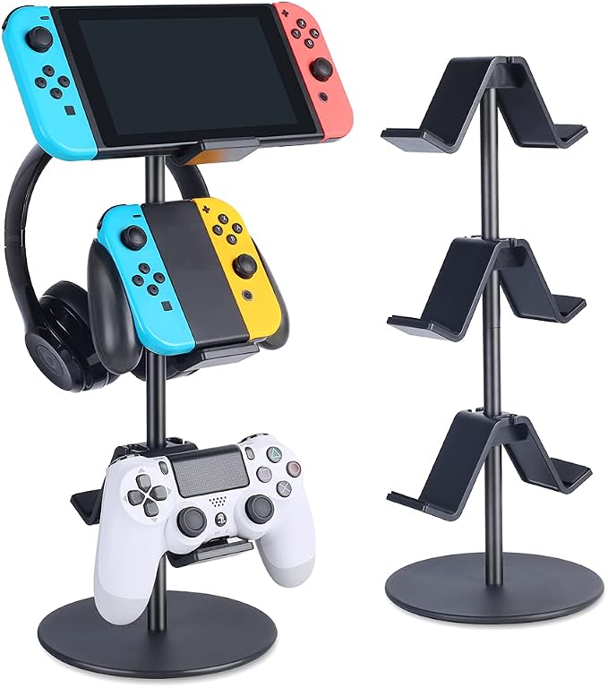 1 Pack Controller Stand Black and 1 Pack Pink Controller Holder for PS4 PS5 Xbox ONE Switch - Image 2