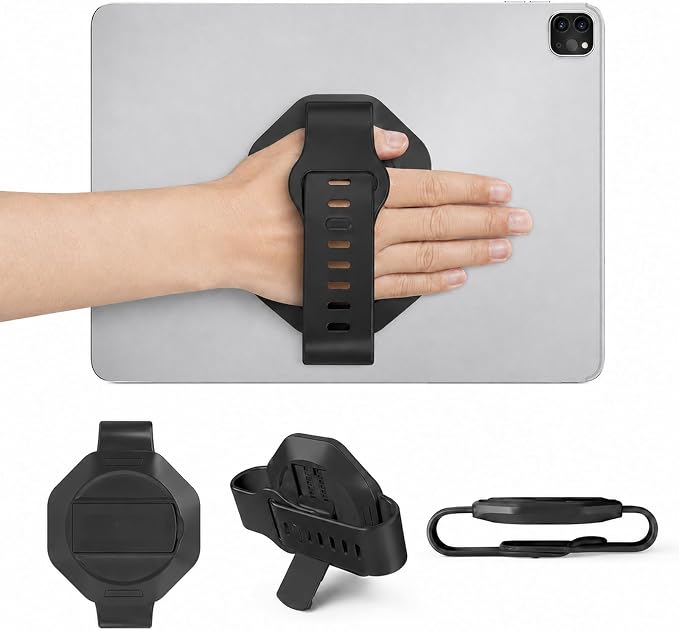 Tablet Hand Strap Holder and 360° Rotating Stand, Black by YUECHCASES