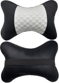 Car Neck Pillows Both Side Pu Leather 2pieces Pack Headrest Fit for Most Cars Filled Fiber Universal Car Pillow (White) by Professinalcaraccessories