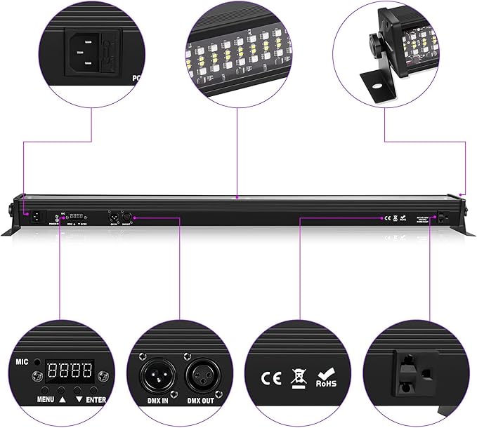 LED Wall Washer Light,336 LEDs 70W RGB DJ Light Bar Stage Lighting Support DMX & Sound Activated Control Dj Party Lights for Indoor Outdoor Disco Church Birthday Wedding Party-2PACK - Image 7