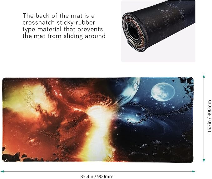 XXL Professional Large Mouse Pad & Computer Game Mouse Mat (35.4x15.7x0.1IN, 90x40 fireball007) - Image 2