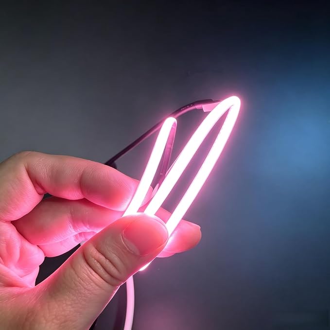 3mm Ultra-Narrow 5V USB COB LED Strip Self-Adhesive for Cabinet Gap Gaming Desk Decor (Pink, 2ft) - Image 2