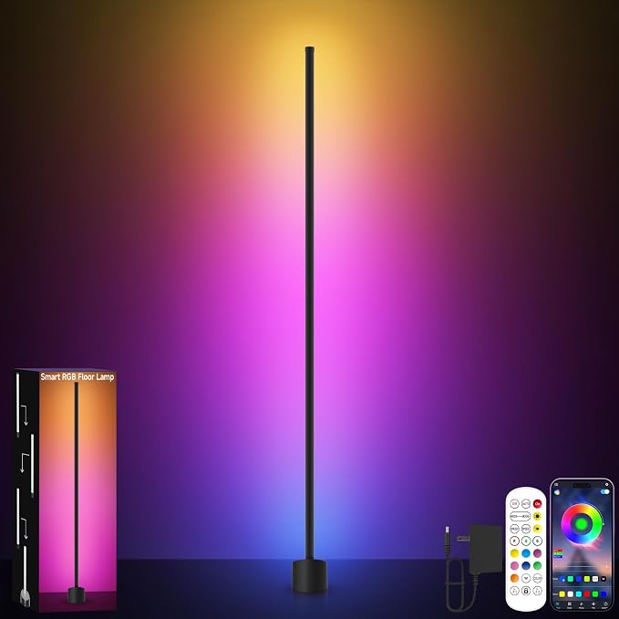 Tyute Standing Floor Lamp, RGB LED Lamp with Music Sync, Smart App and Remote Control Ambience Light with Music Sync, LED Lamp with 16 Million Colors for Bedroom, Living Room Gaming Room by TYUTE
