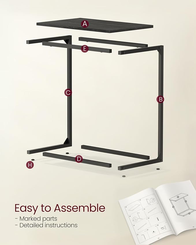 VASAGLE C Shape End Table for Couch or Sofa, Industrial Small Side Table - Image 7