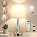 Kakanuo Touch Table Lamp for Bedroom, Small Bedside Lamp with USB C Charging Port, 3 Way Dimmable Touch Control Nightstand Lamp for Living Room and Office, White Shade and Silver Base by KakanuoLightings