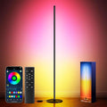 Bright LED RGB+IC Corner Floor Lamp with App, Remote Control Obsidian Black by Dailyfun