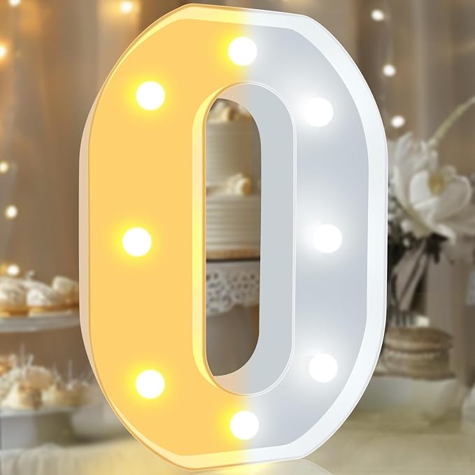 Pooqla LED Light Up Numbers, Warm White and Cool White Decorative Lighted Marquee Numbers, Light Up Numbers for Boys Girls Party, Wedding, Bar, Night Light, Room Decor, Birthday Decoration, Number 0 - Image 7