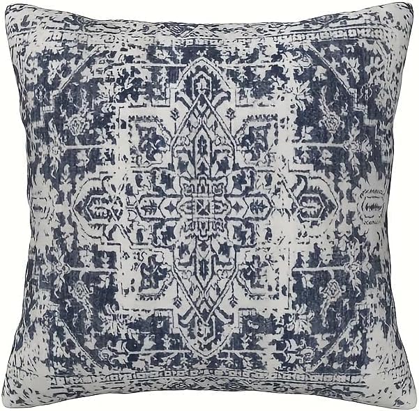 4pcs Orange Blue Ethnic Boho Pillow Covers, Vintage Rust Coral Floral Decorative Pillow Cases for Living Room Bedroom Bed Cushion Outdoor Home Decor, 18x18 Pillows Linen Pillowcase - Image 6