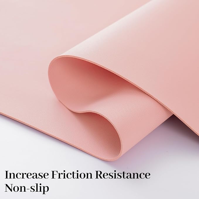 Leather Desk Pad Mat, Pink Desk Mat, 23.6" x 13.7" | Non-slip and Waterproof Computer Mat, Desk Protector for Office/Home, Desk Accessories for Women - Image 2