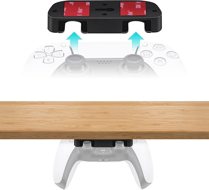Mcbazel Under Desk Mount for PS5/PS4 Controller, Table Stand Holder Compatible with PlayStation 5/4 Controller - Black by Mcbazel