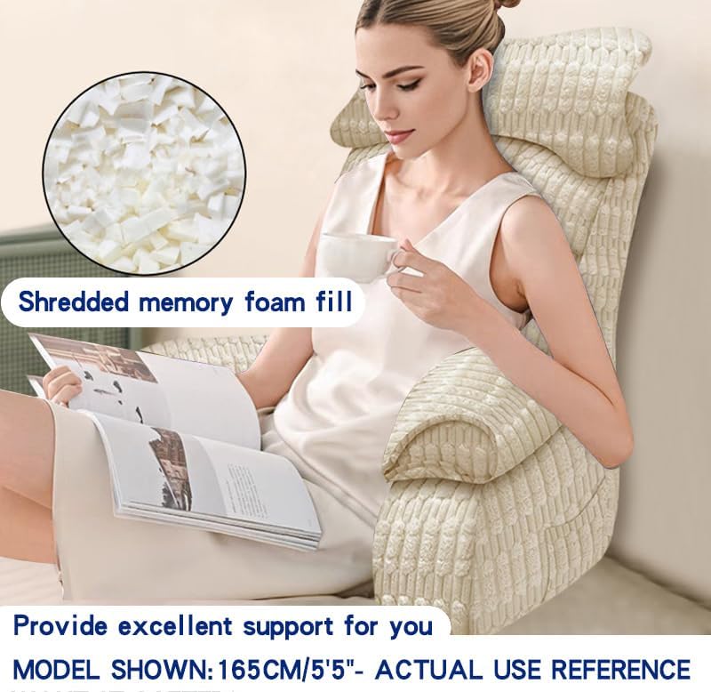 YDCEULARDOH Reading Pillow for Bed Adult – Large Bed Pillow with Arms, Supportive Back Pillow for Sitting Up in Bed for Reading, Watching TV, or Gaming - Image 2