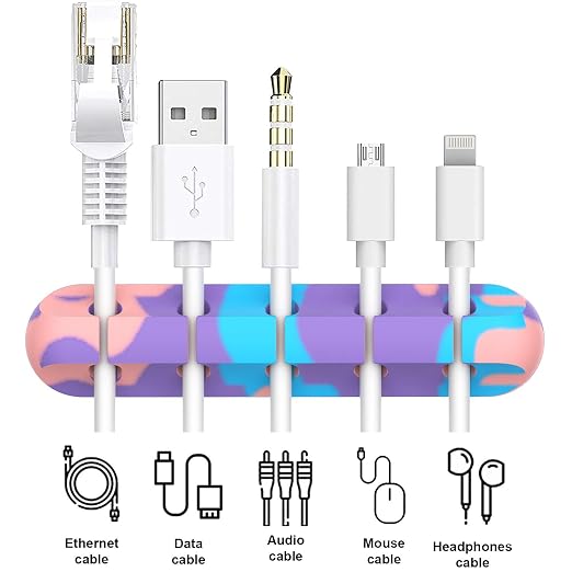 INCHOR Cable Organizer, Cord Organizer Cable Management, Cable Clips USB Cable Holder Wire Organizer Cord Clips,(5, 3 Slots Colourful) - Image 3